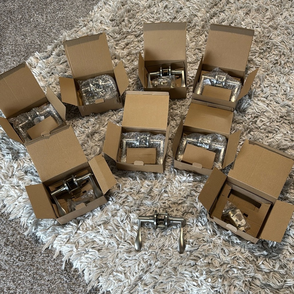 Honeywell Wave satin nickel door handles